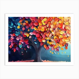 Colorful Tree With Leaves On Hanging Branches 16 Art Print