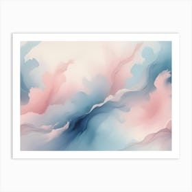 Abstract Background With Soft, Flowing Strokes Of Pink, Blue, And Gray 2 Art Print