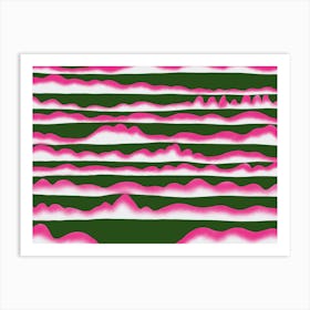 Pink And Green Stripes Art Print