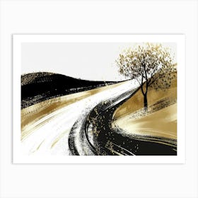 Black And Gold Road Art Print