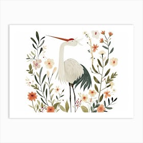 Little Floral Crane 1 Art Print