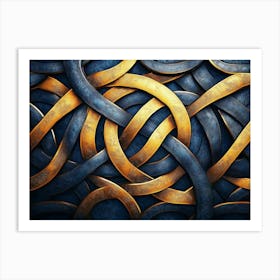 3d Golden And Dark Blue Art Print