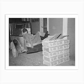 Tomato Peddler Asleep In Back Of His Truck At Early Morning Vegetable Market, San Antonio, Texas By Russell Lee Art Print