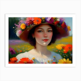 Lady With Flowers In Hair3 Art Print