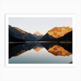 Warm Mountain Reflection In Lake Art Print