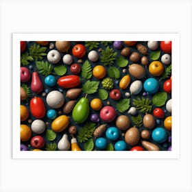 Colorful Fruits And Vegetables Art Print