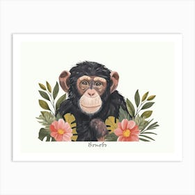 Little Floral Bonobo 2 Poster Art Print