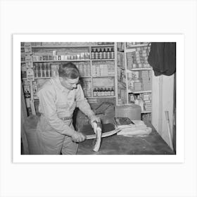 Mr, Keele Slicing Bacon In The General Store At Pie Town, New Mexico By Russell Lee Art Print