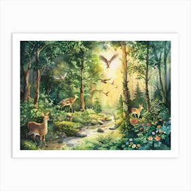 Deer In The Forest 9 Art Print