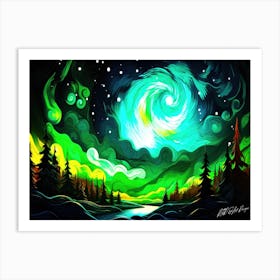 Northern Lights Up The Sky - Aurora Night Sky Art Print