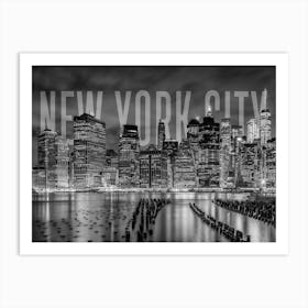 New York City Skyline Monochrome Art Print