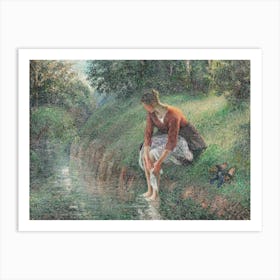 Woman Bathing Her Feet In A Brook (1894–95), Camille Pissarro Art Print