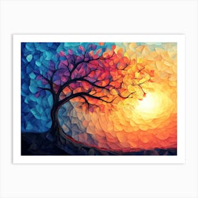 Tree At Sunset Art Print