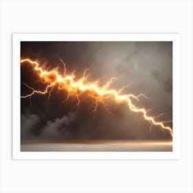 Realistic Lightning Strike Hitting The Ground In A Dark And Stormy Environment Art Print