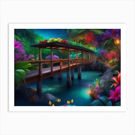 Bridge In The Jungle Art Print