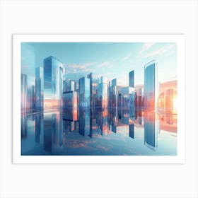 3d Abstract Cityscape with Futuristic Buildings 2 Art Print