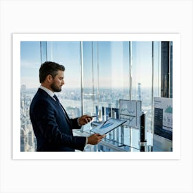 Businessman Looking At Graphs 2 Art Print