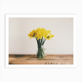 Flowers On Wood Table Art Print