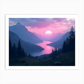 SynthWave Valley Art Print