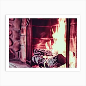 Fireplace With Logs Art Print