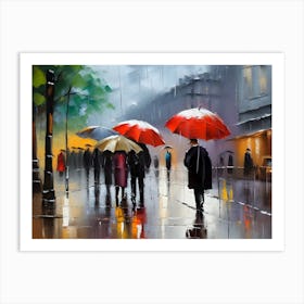 People Walking In The Rain 2 Art Print
