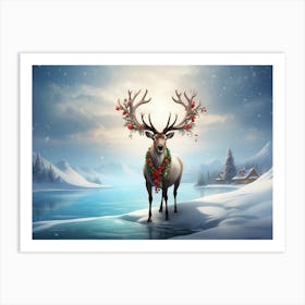 Reindeer In The Snow 5 Art Print