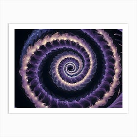 Abstract Image Of A Swirling Galaxy Like Spiral In Shades Of Purple And White, With A Glowing Center Art Print