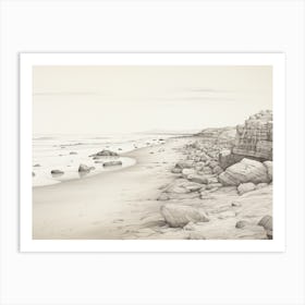 Vintage Coastline Sketch Art Print