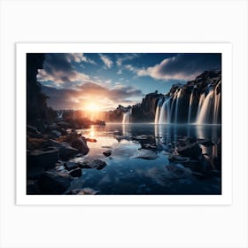 Waterfall In Iceland Art Print