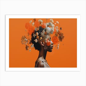 Woman With Flowers On Her Head Art Print