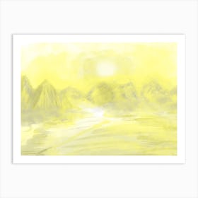 Mountain Desert Landscape Light Yellow Art Print