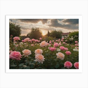 Sunset Roses Art Print