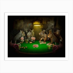 Funny Squirrel Playing Card Poker 1 Art Print