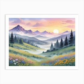 Sunset In The Mountains 1 Art Print