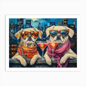 Dogs At The Rooftop Bar 1 Art Print