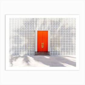 Parker Palm Springs Orange Door Entrance With Palm Tree Shadow Art Print