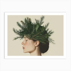 Girl With A Wreath On Her Head Art Print