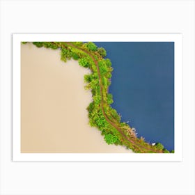 Aerial View Of A River And Trees Art Print