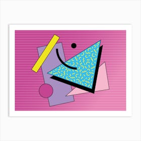 Memphis Pattern Retro Dreamwave 80s Vintage Pink Shapes Artwork Art Print