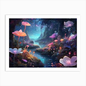 Lotus Flowers In The Forest Art Print