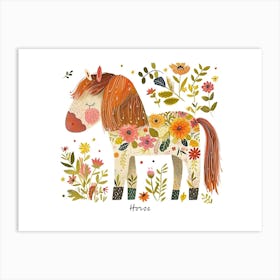 Little Floral Horse 3 Poster Art Print