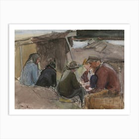 Fisherfolk By The Sea, 1900 1925 By Magnus Enckell Art Print