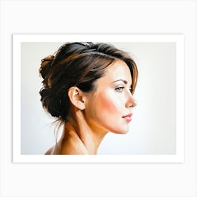 Side Profile Of Beautiful Woman Oil Painting 92 Art Print