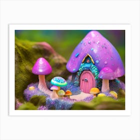 Neon Pink Fairy House  Art Print