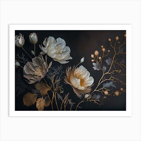 Elegant Flowers On A Dark Background Art Print