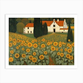 Sunflower Field Gustav Klimt Art Print