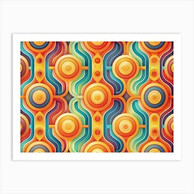 Abstract Colorful Geometric Pattern With Circles And Lines Art Print