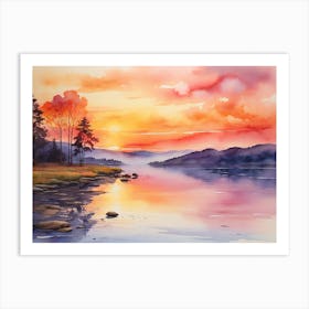 Sunset By The Lake Art Print