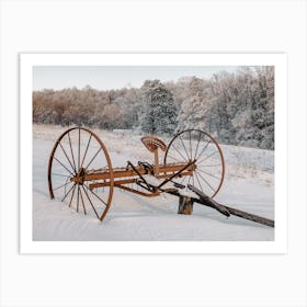 Winter Horse Wagon Art Print