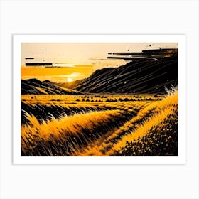 Sunset In The Wheat Field 1 Art Print